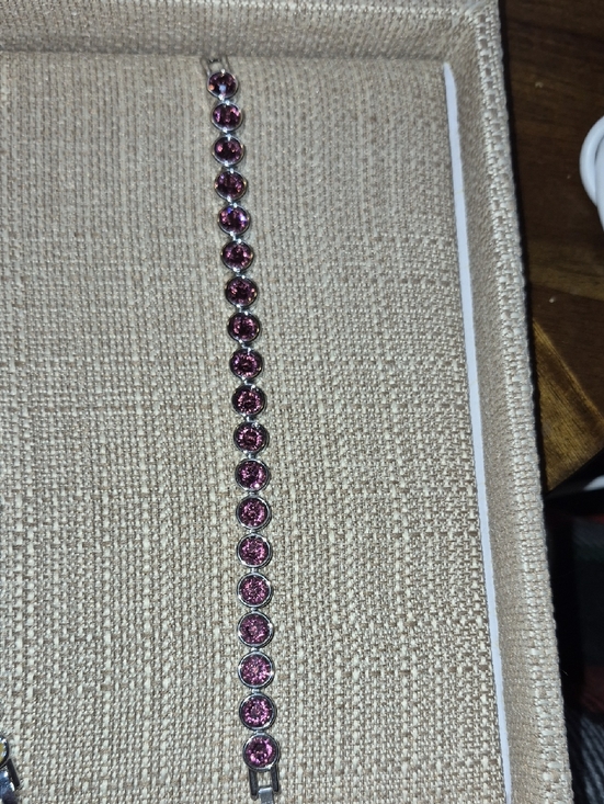 Touchstone Crystal Jewelry - Touchstone Crystal Pink Crystal Bezel Tennis Bracelet